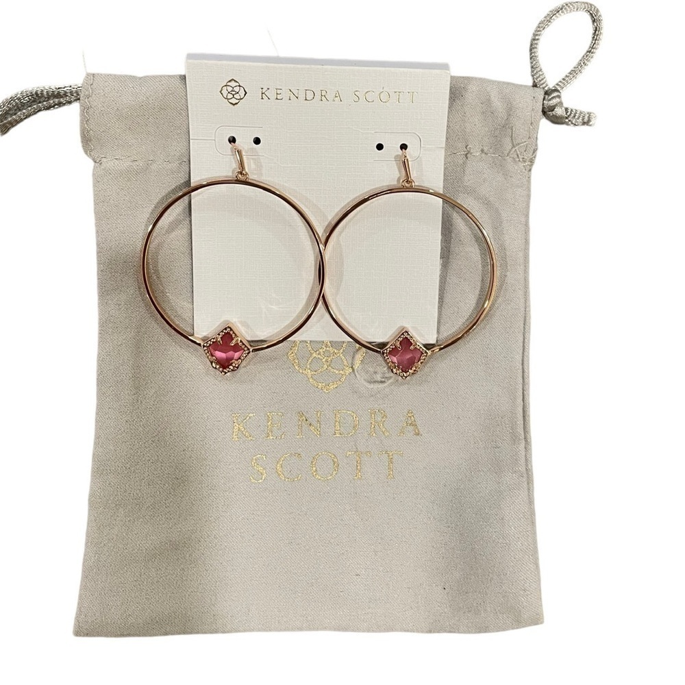 NWT, Kendra Scott Rosegold Elberta Hoops - Picture 2 of 5